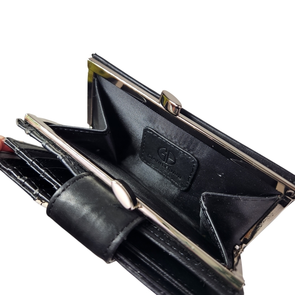 Giani Bernini Black & White Leather Colorblock Wallet Bifold Snap Close Moto - Picture 7 of 14
